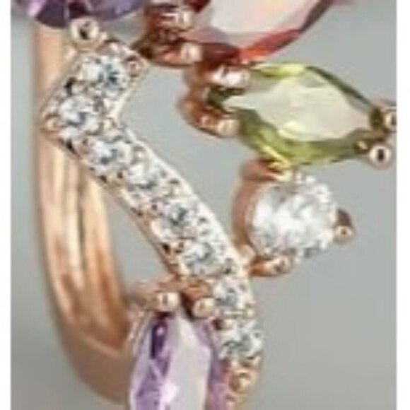 18k Gold Plated Simulated Diamond Zircon Muli-Color Earrings - Picture 4 of 4